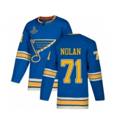 Men's St. Louis Blues #71 Jordan Nolan Authentic Navy Blue Alternate 2019 Stanley Cup Champions Hockey Jersey