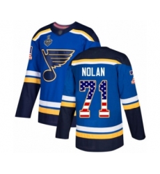 Youth St. Louis Blues #71 Jordan Nolan Authentic Blue USA Flag Fashion 2019 Stanley Cup Final Bound Hockey Jersey