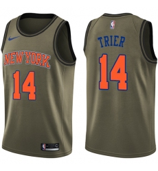 Men's Nike New York Knicks #14 Allonzo Trier Swingman Green Salute to Service NBA Jersey