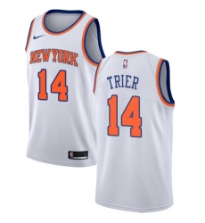 Men's Nike New York Knicks #14 Allonzo Trier Swingman White NBA Jersey - Association Edition