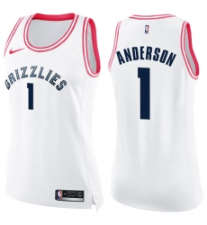 Women's Nike Memphis Grizzlies #1 Kyle Anderson Swingman White Pink Fashion NBA Jersey