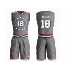Men's Philadelphia 76ers #18 Shake Milton Swingman Gray Basketball Suit Jersey - City Edition
