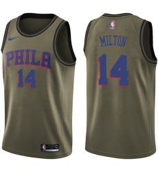Youth Nike Philadelphia 76ers #14 Shake Milton Swingman Green Salute to Service NBA Jersey