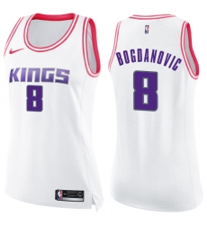 Women's Nike Sacramento Kings #8 Bogdan Bogdanovic Swingman White Pink Fashion NBA Jersey