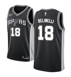 Men's Nike San Antonio Spurs #18 Marco Belinelli Swingman Black NBA Jersey - Icon Edition