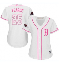 Women's Majestic Boston Red Sox #25 Steve Pearce Authentic White Fashion 2018 World Series Champions MLB Jersey