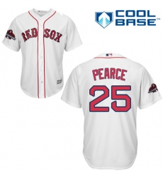 Youth Majestic Boston Red Sox #25 Steve Pearce Authentic White Home Cool Base 2018 World Series Champions MLB Jersey