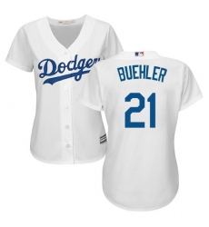 Women's Majestic Los Angeles Dodgers #21 Walker Buehler Authentic White MLB Jersey