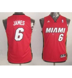 Youth NBA Miami Heat #6 LeBron James Red Stitched Jersey