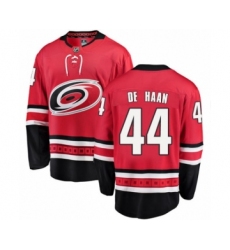 Youth Carolina Hurricanes #44 Calvin De Haan Authentic Red Home Fanatics Branded Breakaway NHL Jersey