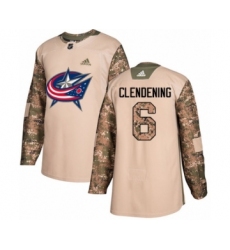 Men's Adidas Columbus Blue Jackets #6 Adam Clendening Authentic Camo Veterans Day Practice NHL Jersey