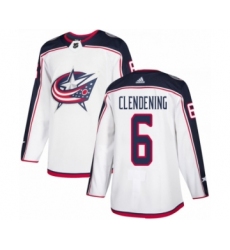 Men's Adidas Columbus Blue Jackets #6 Adam Clendening Authentic White Away NHL Jersey
