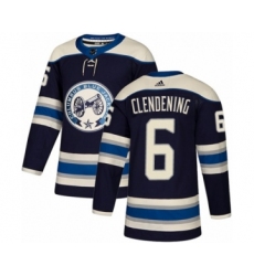 Men's Adidas Columbus Blue Jackets #6 Adam Clendening Premier Navy Blue Alternate NHL Jersey