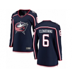 Women's Columbus Blue Jackets #6 Adam Clendening Authentic Navy Blue Home Fanatics Branded Breakaway NHL Jersey