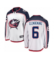 Youth Columbus Blue Jackets #6 Adam Clendening Authentic White Away Fanatics Branded Breakaway NHL Jersey