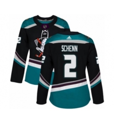 Women's Adidas Anaheim Ducks #2 Luke Schenn Premier Black Teal Alternate NHL Jersey