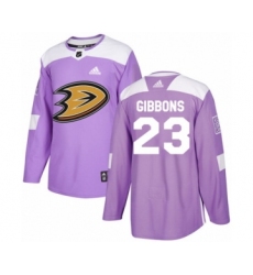 Men's Adidas Anaheim Ducks #23 Brian Gibbons Authentic Purple Fights Cancer Practice NHL Jersey