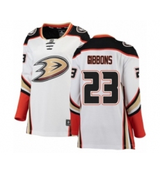 Women's Anaheim Ducks #23 Brian Gibbons Authentic White Away Fanatics Branded Breakaway NHL Jersey