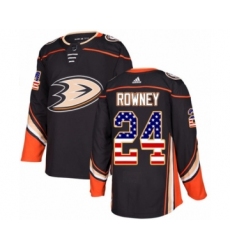 Men's Adidas Anaheim Ducks #24 Carter Rowney Authentic Black USA Flag Fashion NHL Jersey