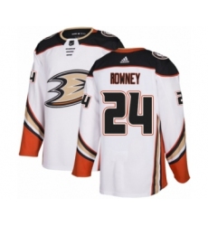 Men's Adidas Anaheim Ducks #24 Carter Rowney Authentic White Away NHL Jersey