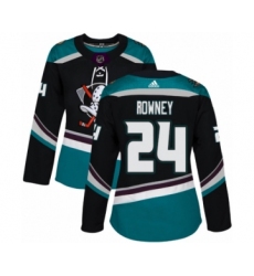 Women's Adidas Anaheim Ducks #24 Carter Rowney Premier Black Teal Alternate NHL Jersey