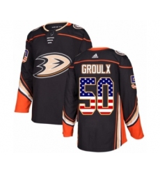Men's Adidas Anaheim Ducks #50 Benoit-Olivier Groulx Authentic Black USA Flag Fashion NHL Jersey