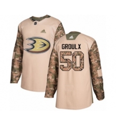 Men's Adidas Anaheim Ducks #50 Benoit-Olivier Groulx Authentic Camo Veterans Day Practice NHL Jersey