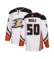 Men's Adidas Anaheim Ducks #50 Benoit-Olivier Groulx Authentic White Away NHL Jersey