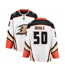Youth Anaheim Ducks #50 Benoit-Olivier Groulx Authentic White Away Fanatics Branded Breakaway NHL Jersey