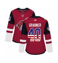 Women's Adidas Arizona Coyotes #40 Michael Grabner Authentic Red USA Flag Fashion NHL Jersey