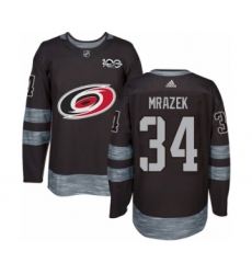 Men's Adidas Carolina Hurricanes #34 Petr Mrazek Authentic Black 1917-2017 100th Anniversary NHL Jersey