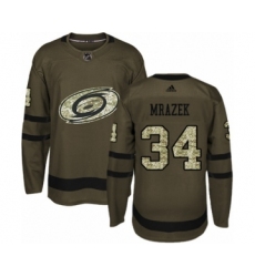 Youth Adidas Carolina Hurricanes #34 Petr Mrazek Premier Green Salute to Service NHL Jersey
