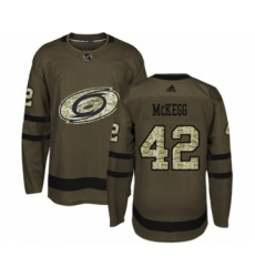 Youth Adidas Carolina Hurricanes #42 Greg McKegg Authentic Green Salute to Service NHL Jersey