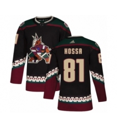 Men's Adidas Arizona Coyotes #81 Marian Hossa Premier Black Alternate NHL Jersey