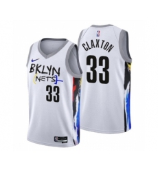 Men's Brooklyn Nets #33 Nicolas Claxton 2022-23 White City Edition Stitched Basketball Jersey