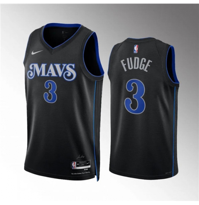 Men's Dallas Mavericks #3 Alex Fudge Black 2023-24 City Edition Stitched Basketball Jersey