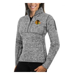 Chicago Blackhawks Antigua Women's Fortune Zip Pullover Sweater Black