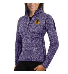 Chicago Blackhawks Antigua Women's Fortune Zip Pullover Sweater Purple