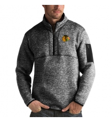 Men's Chicago Blackhawks Antigua Fortune Quarter-Zip Pullover Jacket Charcoal