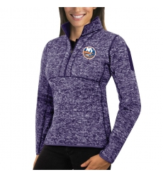 New York Islanders Antigua Women's Fortune Zip Pullover Sweater Purple