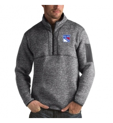 Men's New York Rangers Antigua Fortune Quarter-Zip Pullover Jacket Black