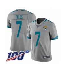 Men's Nike Jacksonville Jaguars #7 Nick Foles Silver Inverted Legend Limited 100th Season NFL Jersey
