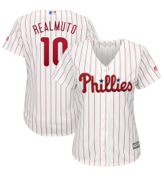 Women's Philadelphia Phillies #10 JT Realmuto Majestic White Home Cool Base Player Jersey