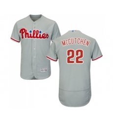 Men's Philadelphia Phillies #22 Andrew McCutchen Grey Road Flex Base Authentic Collection Baseball Jersey