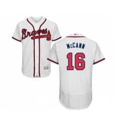 Men's Atlanta Braves #16 Brian McCann White Home Flex Base Authentic Collection Baseball Jersey