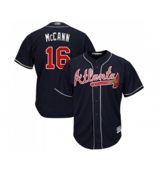 Youth Atlanta Braves #16 Brian McCann Replica Blue Alternate Road Cool Base Baseball Jersey