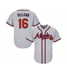 Youth Atlanta Braves #16 Brian McCann Replica Grey Road Cool Base Baseball Jersey