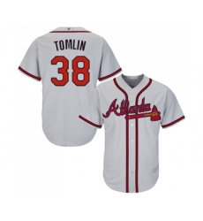 Men's Atlanta Braves #38 Josh Tomlin Replica Grey Road Cool Base Baseball Jersey