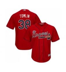 Men's Atlanta Braves #38 Josh Tomlin Replica Red Alternate Cool Base Baseball Jersey