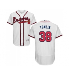 Men's Atlanta Braves #38 Josh Tomlin White Home Flex Base Authentic Collection Baseball Jersey
